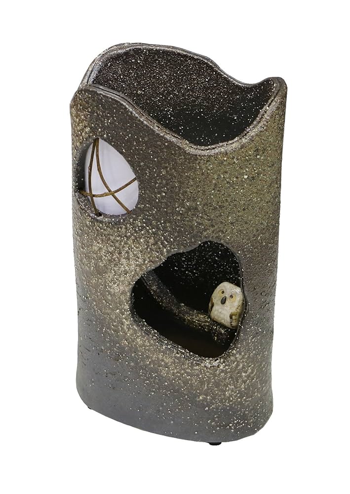 Amazon.co.jp: 信楽焼 フクロウ木漏れ日【ak-0004】 照明 陶器